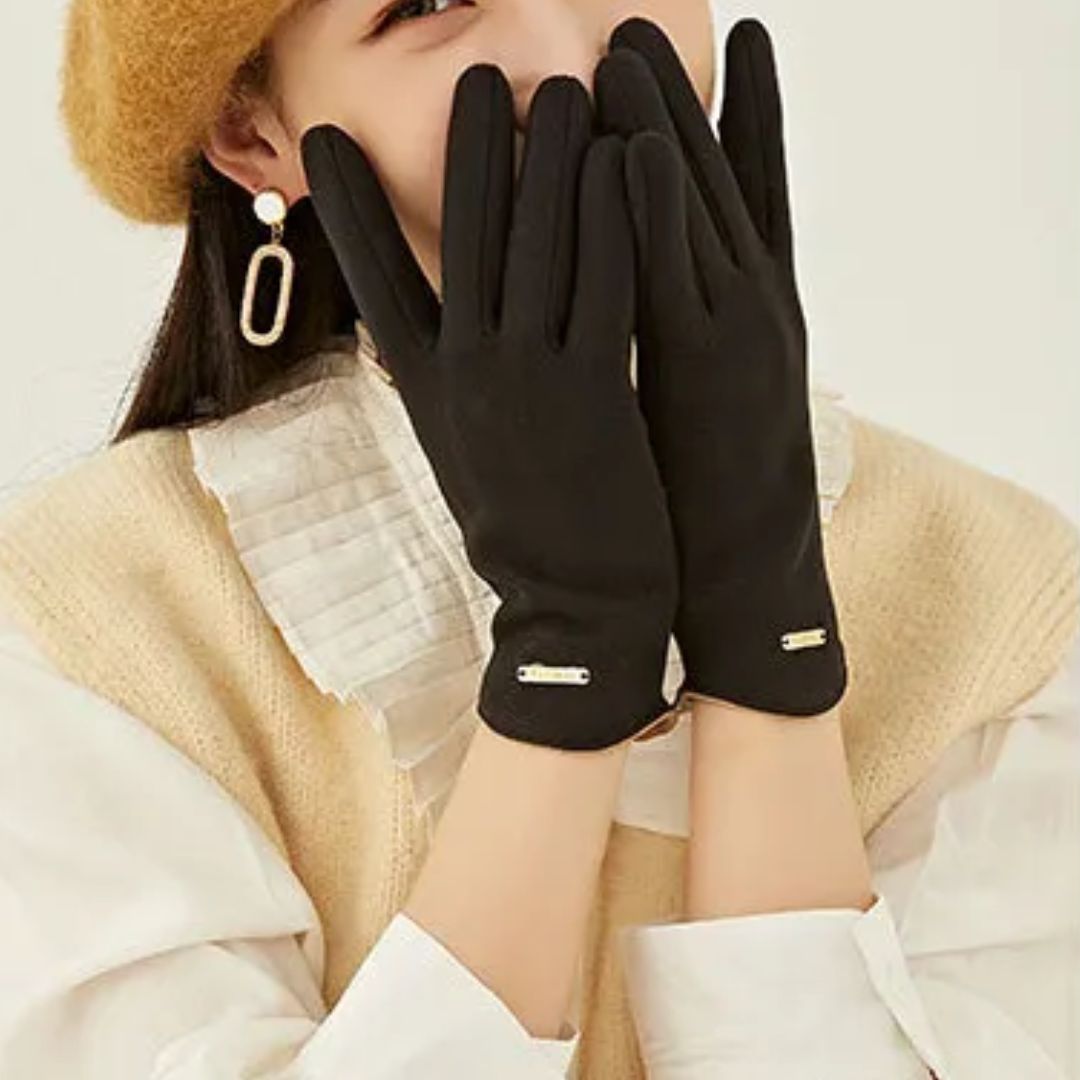 Soft Timeless Women Suede Gloves - Fitted, Cashmere Lined - Tophatter Daily Deals