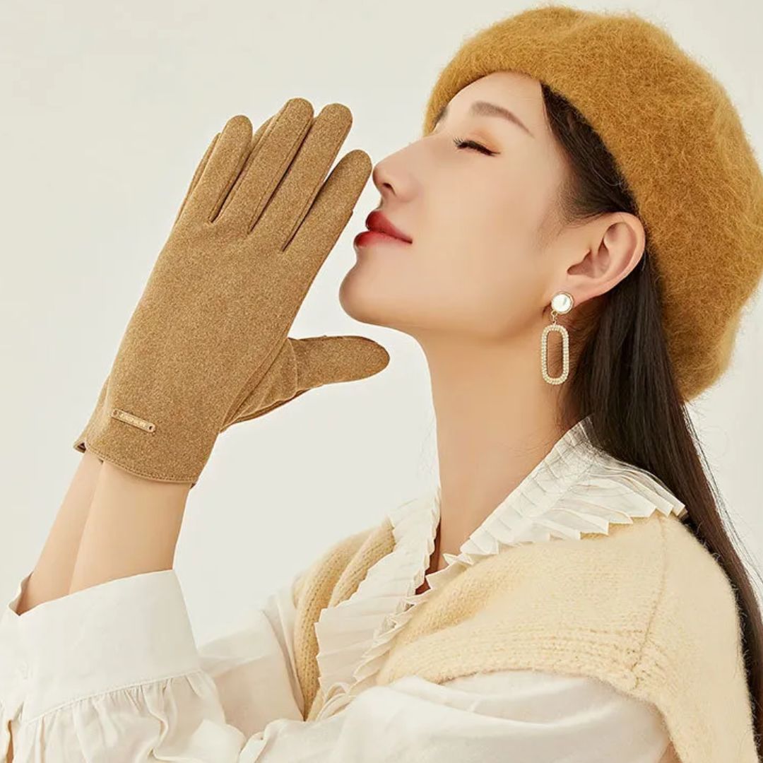 Soft Timeless Women Suede Gloves - Fitted, Cashmere Lined - Tophatter Daily Deals
