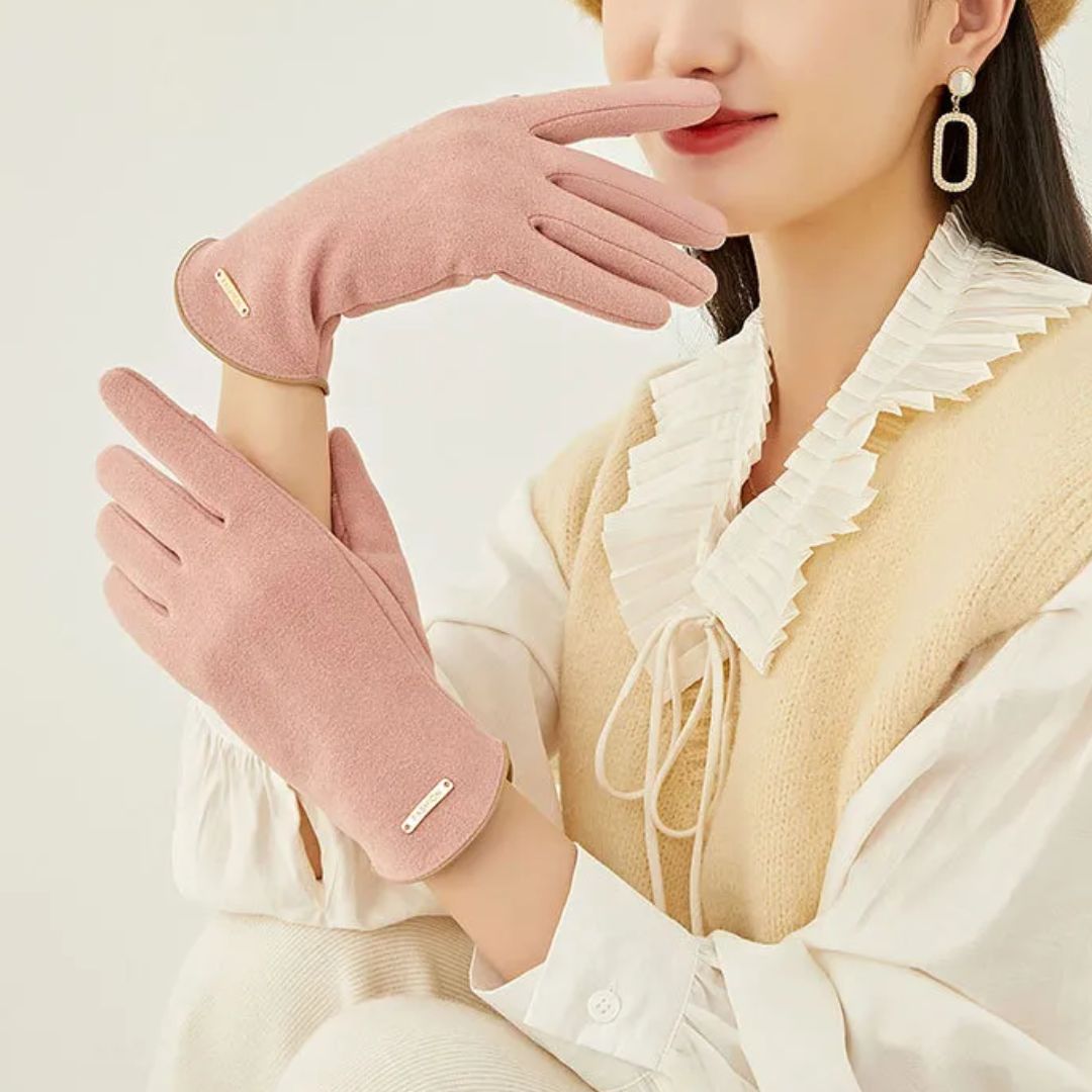 Soft Timeless Women Suede Gloves - Fitted, Cashmere Lined - Tophatter Daily Deals