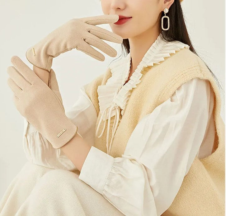 Soft Timeless Women Suede Gloves - Fitted, Cashmere Lined - Tophatter Daily Deals
