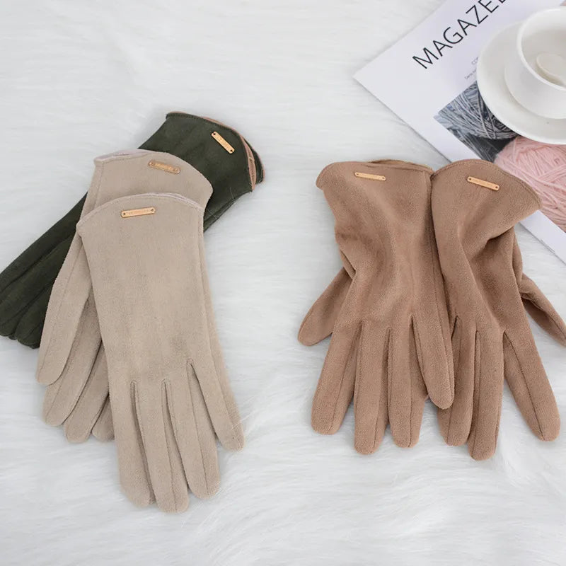 Soft Timeless Women Suede Gloves - Fitted, Cashmere Lined - Tophatter Daily Deals
