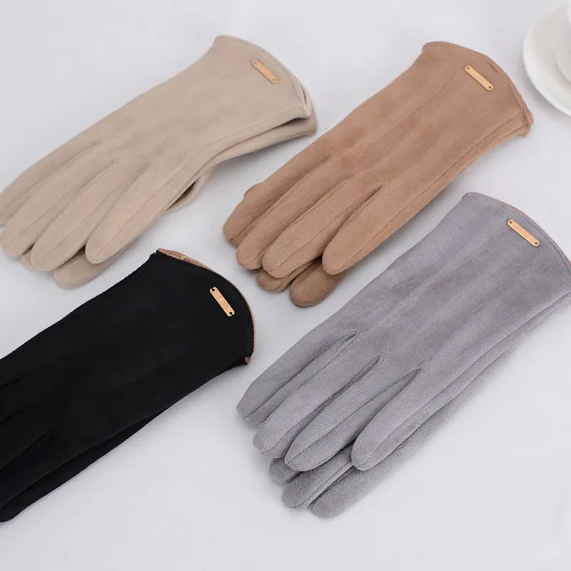 Soft Timeless Women Suede Gloves - Fitted, Cashmere Lined - Tophatter Daily Deals
