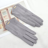 Soft Timeless Women Suede Gloves - Fitted, Cashmere Lined Gray - Tophatter Daily Deals