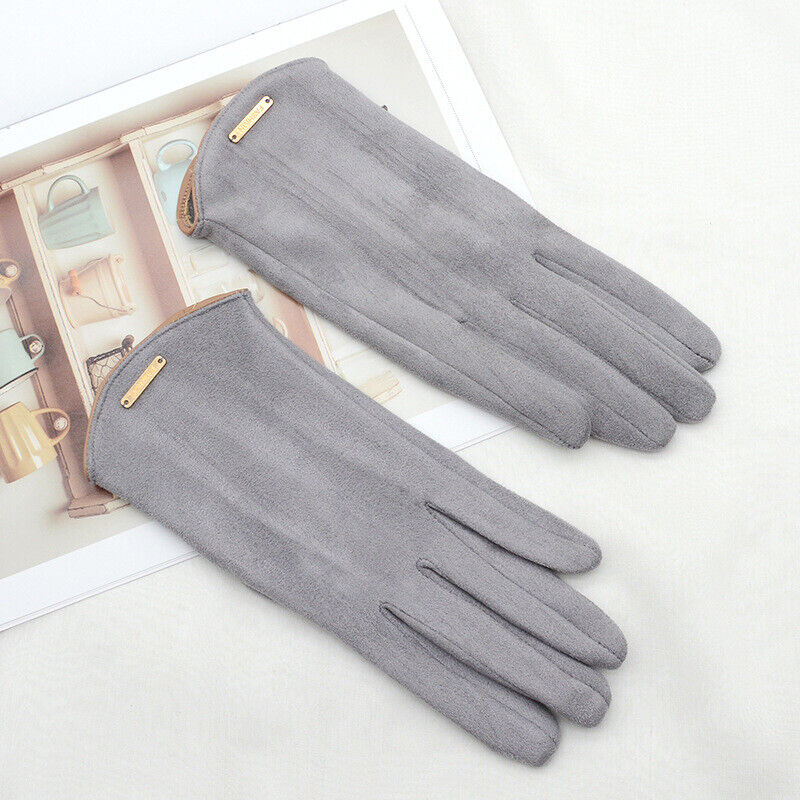 Soft Timeless Women Suede Gloves - Fitted, Cashmere Lined Gray - Tophatter Daily Deals