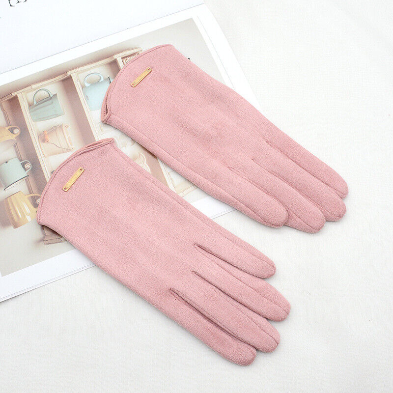 Soft Timeless Women Suede Gloves - Fitted, Cashmere Lined Pink - Tophatter Daily Deals
