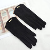 Soft Timeless Women Suede Gloves - Fitted, Cashmere Lined Black - Tophatter Daily Deals