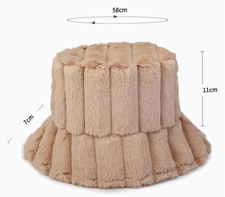 Warm Cozy Women Bucket Hat - Ribbed Faux Fur, For Winter - Tophatter Daily Deals