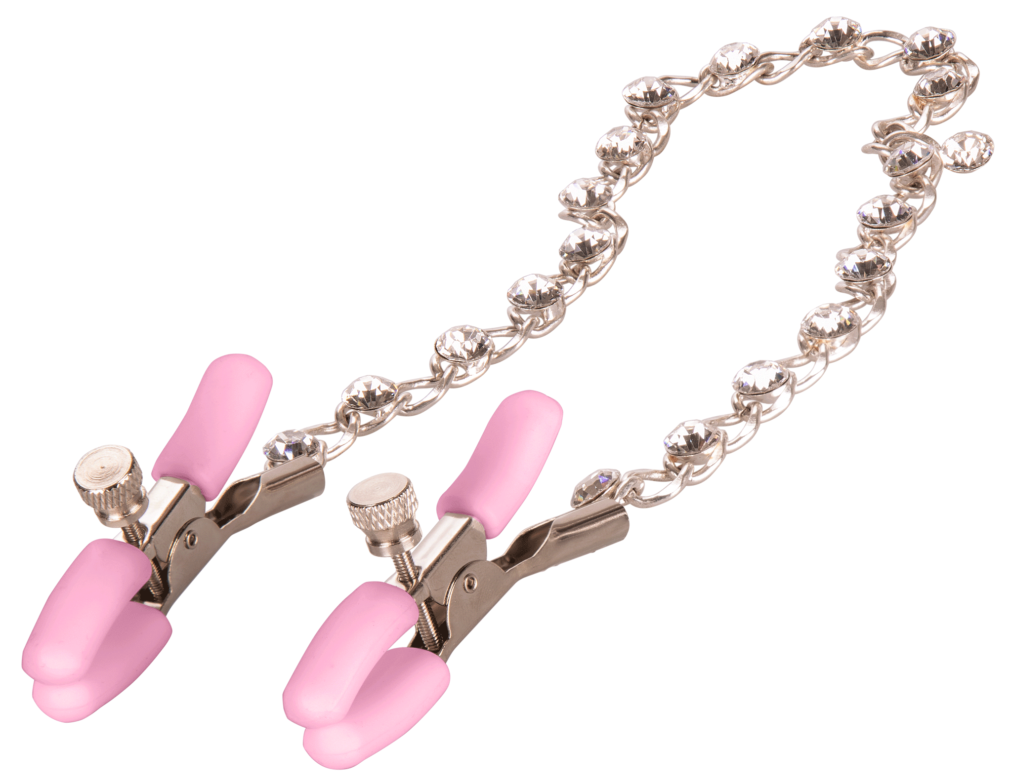 First Time Crystal Nipple Teasers with Pink Silicone Pads and Adjustable Tension Chain > Sex Toys > Nipple Clips - Tophatter Daily Deals