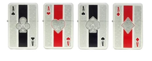 SILVER ACES CARDS FLIP TOP OIL LIGHTER - Tophatter Daily Deals