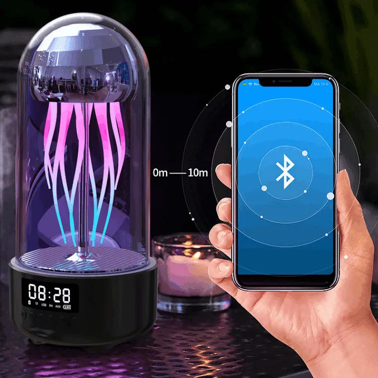 Luminous Jellyfish Lamp With Clock And Bluetooth Speaker "Jellonimo™" Speakers - Tophatter Daily Deals