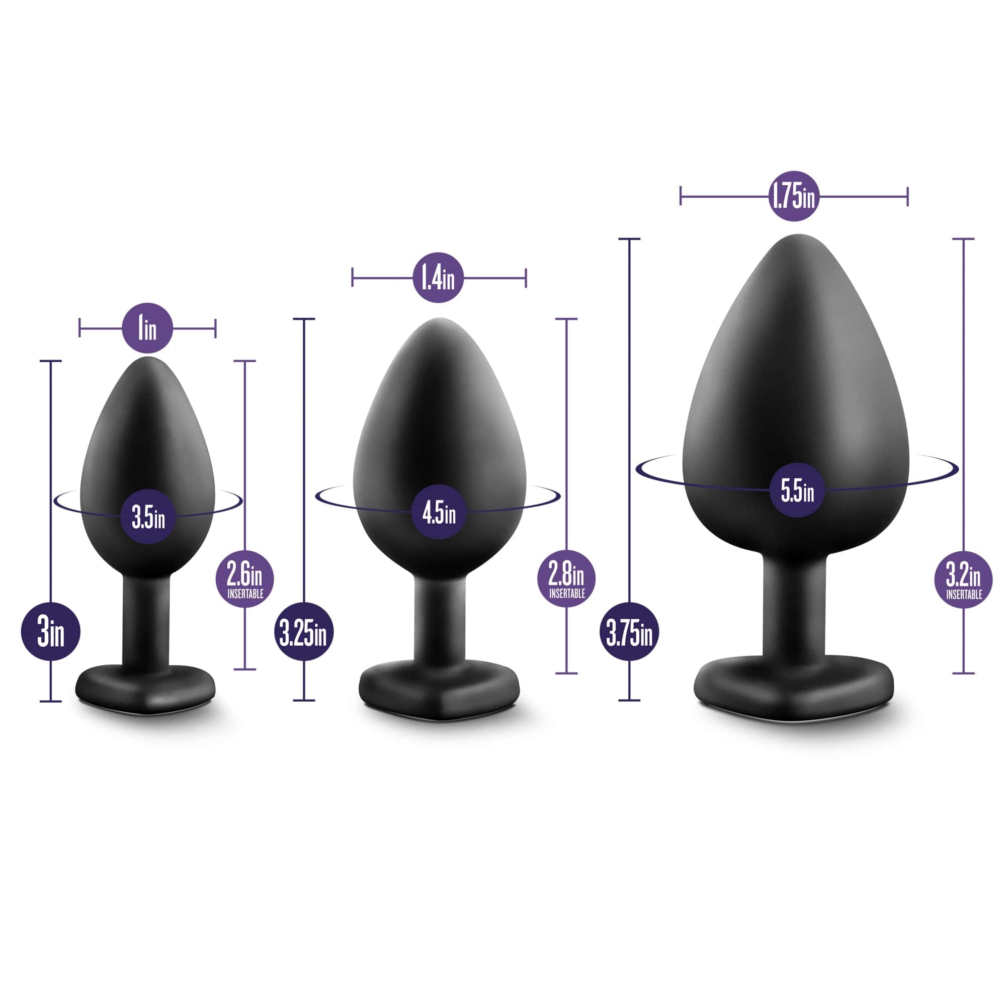Luxe Bling Plugs Training Kit Black With Rainbow Gems 3 Sizes > Anal Range > Butt Plug Kits - Tophatter Daily Deals