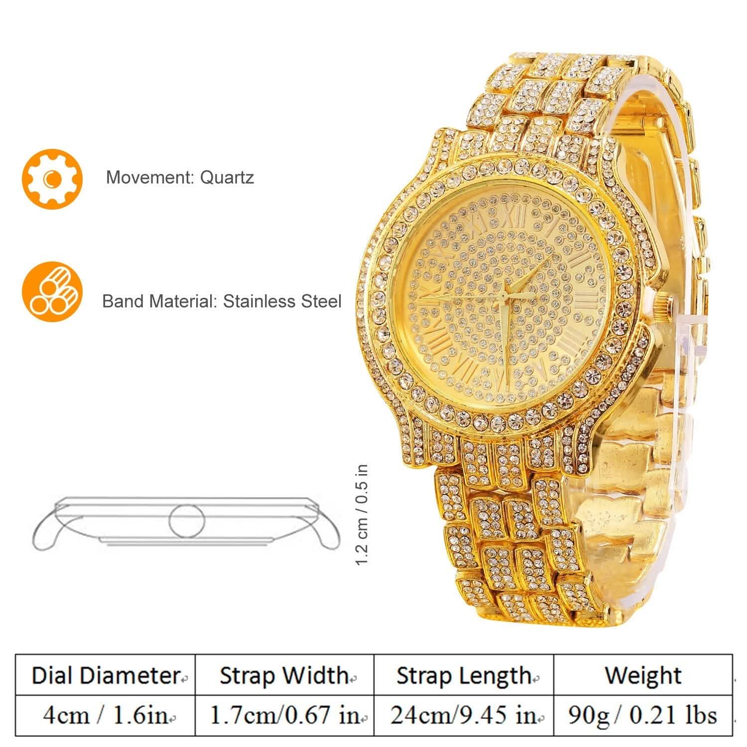 Luxury Crystal Rhinestone Quartz Watch Watches - Tophatter Daily Deals