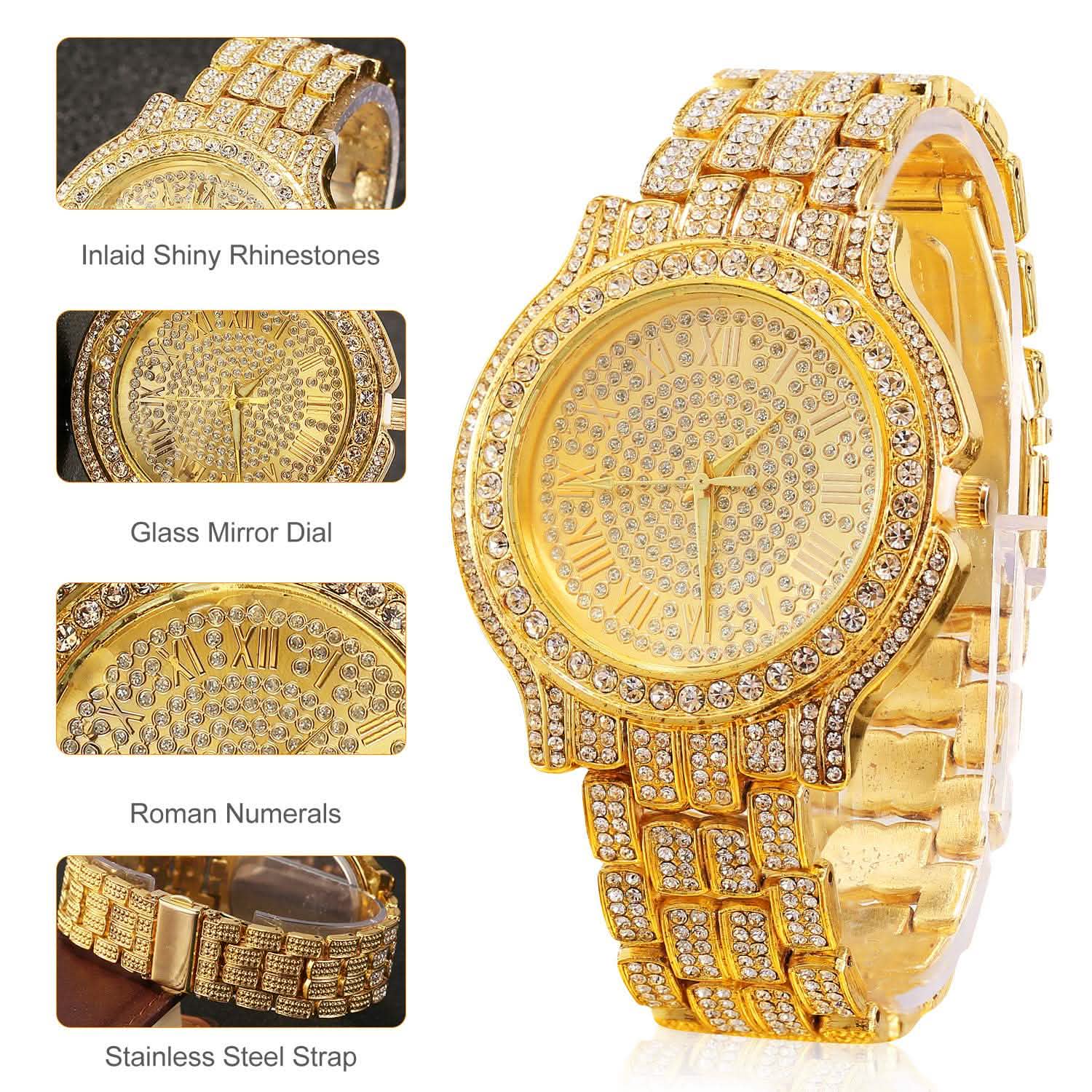 Luxury Crystal Rhinestone Quartz Watch Watches - Tophatter Daily Deals