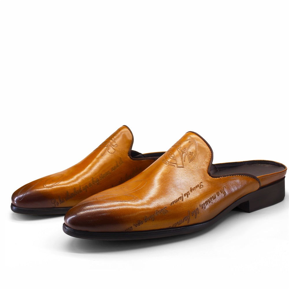Luxury Italian Leather Fashion Half-top Men Slippers Slippers - Tophatter Daily Deals