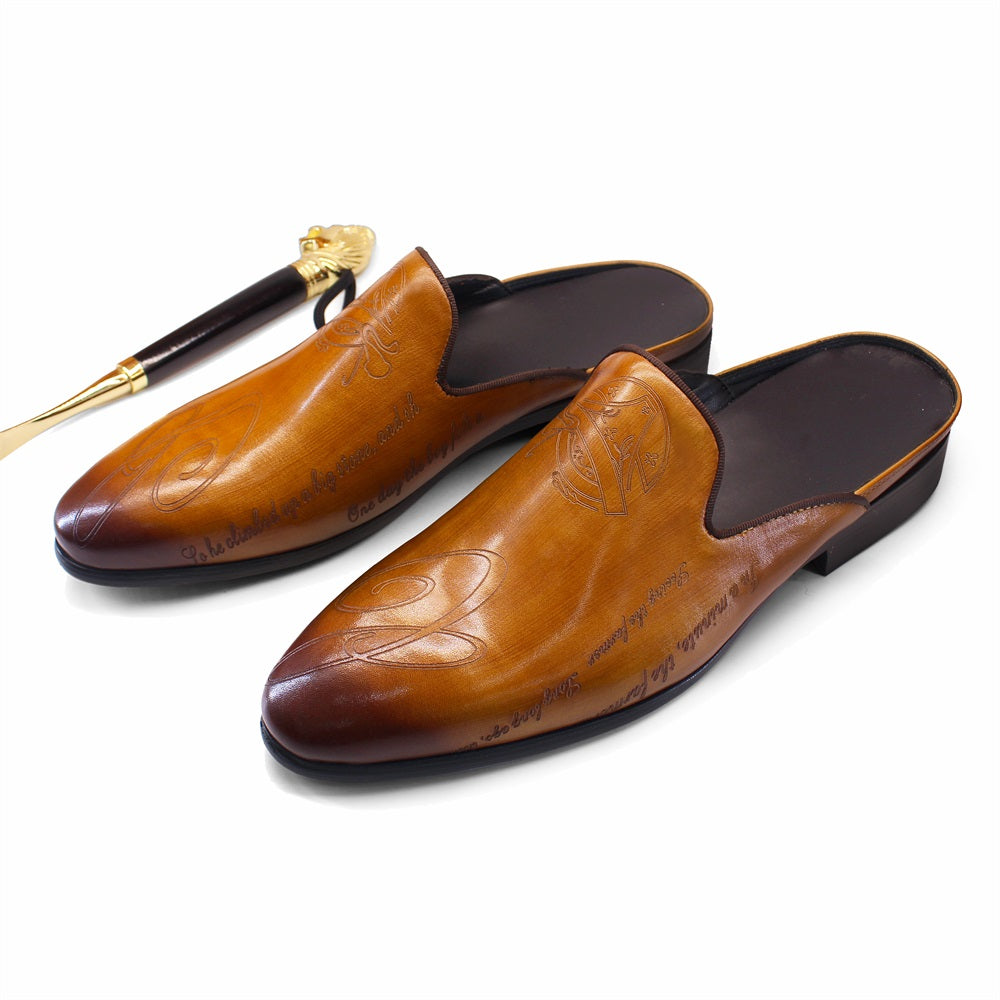 Luxury Italian Leather Fashion Half-top Men Slippers Slippers - Tophatter Daily Deals