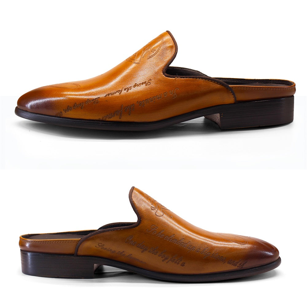 Luxury Italian Leather Fashion Half-top Men Slippers Slippers - Tophatter Daily Deals
