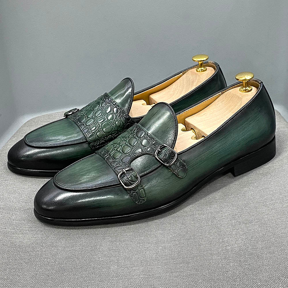 Luxury Men Genuine Cow Leather Dress Shoes Green Men Dresses Shoes - Tophatter Daily Deals