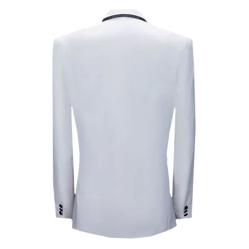 Luxury Patchwork Blazer Single-Button Jacket for Men Men Blazer - Tophatter Daily Deals