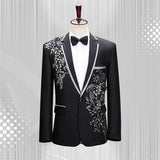 Luxury Patchwork Blazer Single-Button Jacket for Men Black Men Blazer - Tophatter Daily Deals