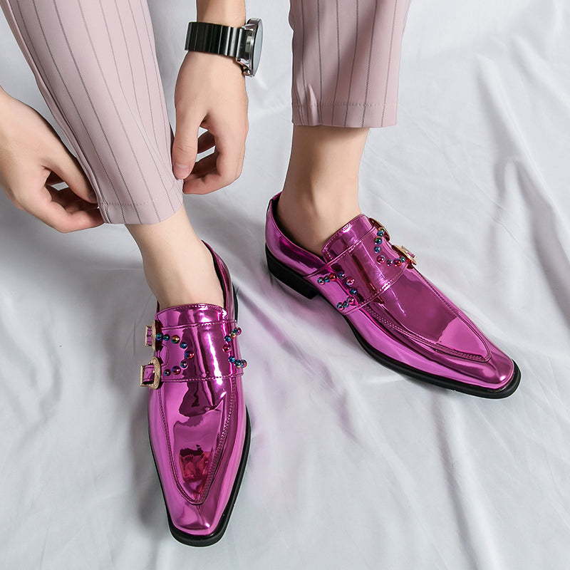 Luxury Patent Leather Purple Mens Rhinestones Brogues Shoes shoe - Tophatter Daily Deals