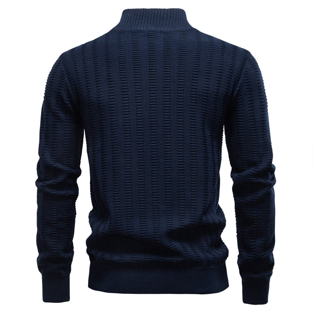 Luxury Striped Thick Warm Crew Neck Winter Sweater Men's Clothing - Tophatter Daily Deals