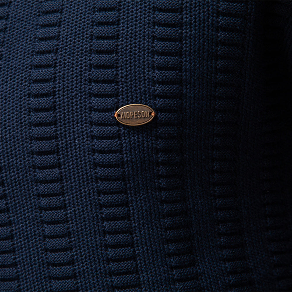Luxury Striped Thick Warm Crew Neck Winter Sweater Men's Clothing - Tophatter Daily Deals