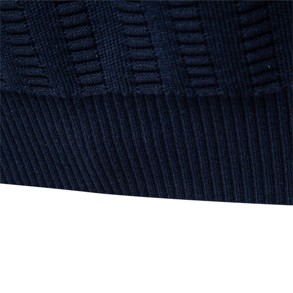 Luxury Striped Thick Warm Crew Neck Winter Sweater Men's Clothing - Tophatter Daily Deals