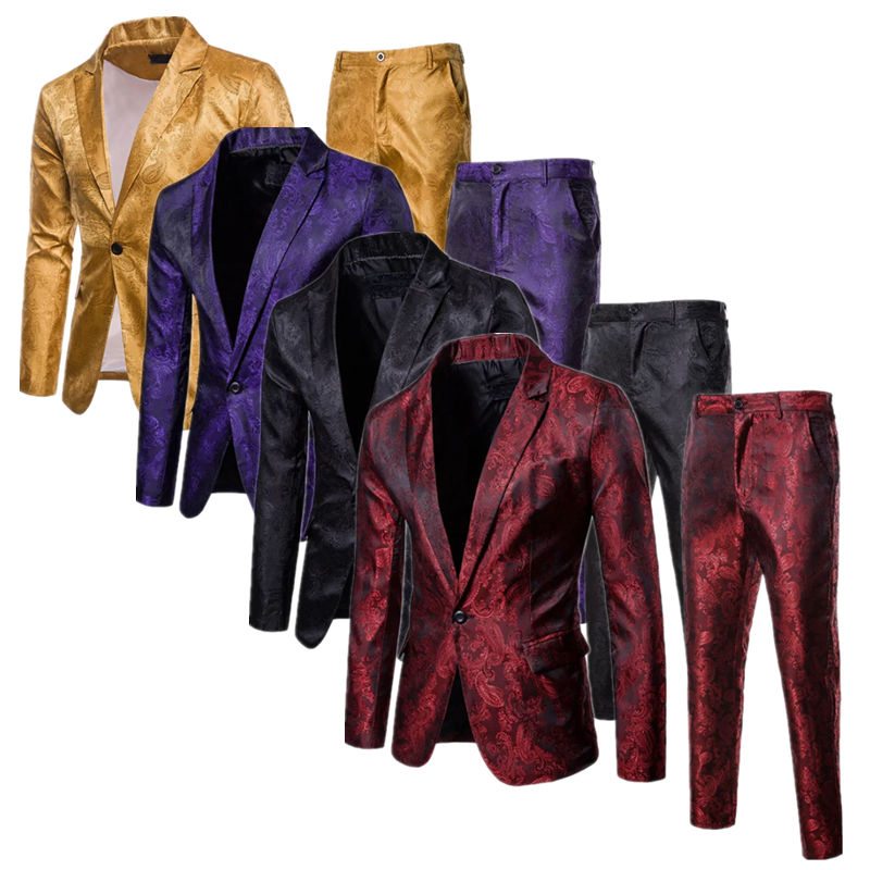 Luxury Tuxedo Dress Men Party Jacquard Suit and Pant Set Men Blazer - Tophatter Daily Deals