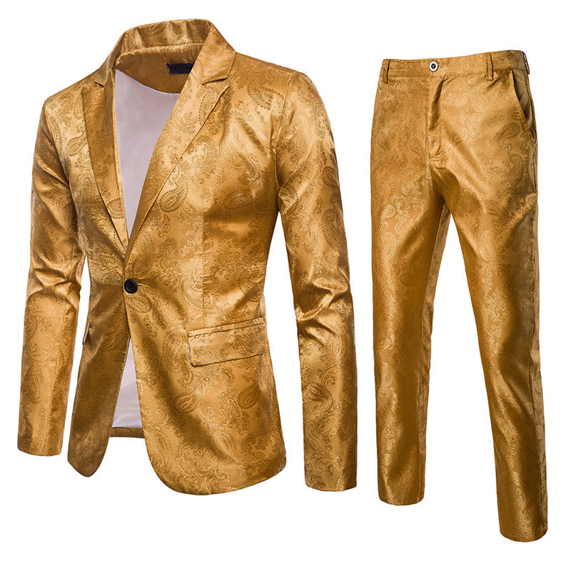 Luxury Tuxedo Dress Men Party Jacquard Suit and Pant Set Men Blazer - Tophatter Daily Deals