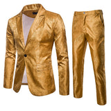 Luxury Tuxedo Dress Men Party Jacquard Suit and Pant Set Yellow Men Blazer - Tophatter Daily Deals