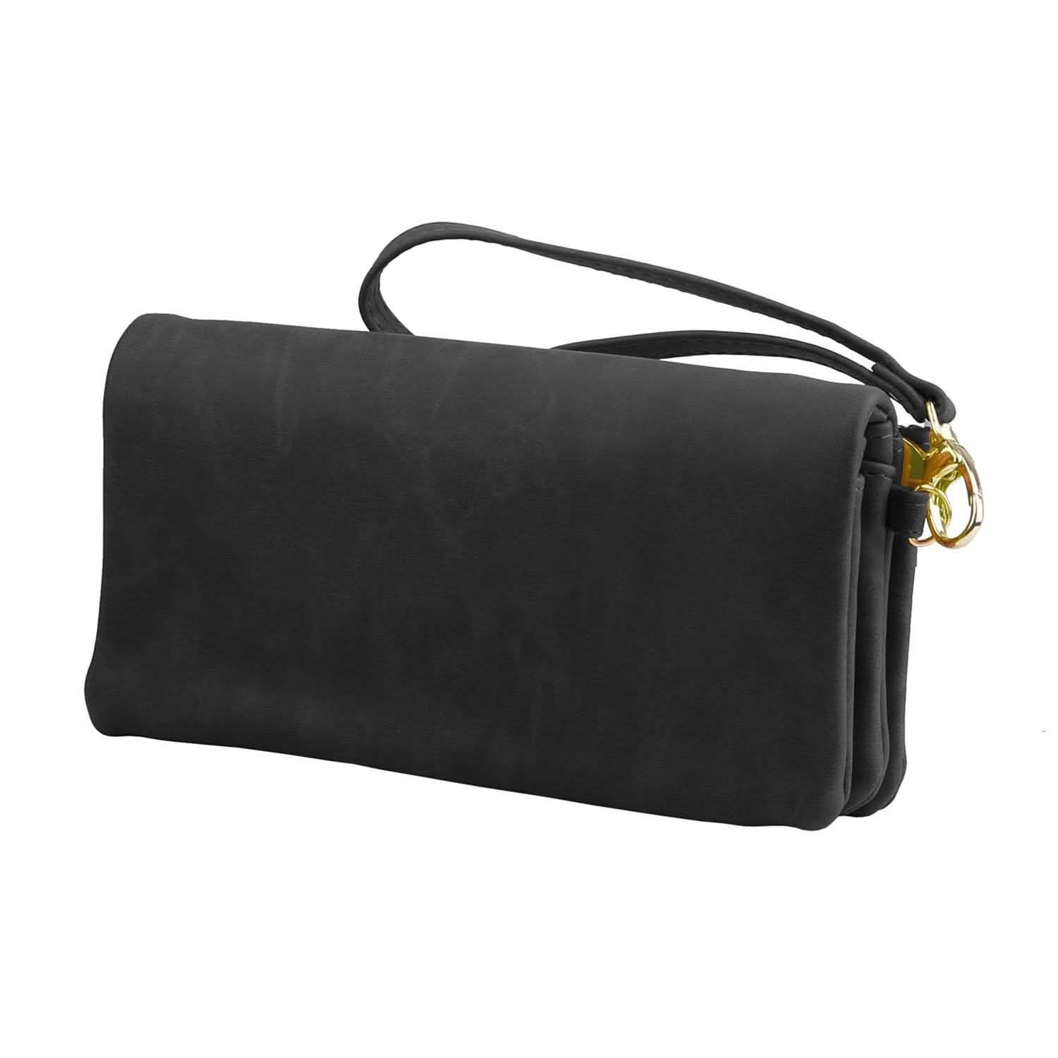 Luxury Women's Leather Clutch Wallet Black Handbags & Wallets - Tophatter Daily Deals