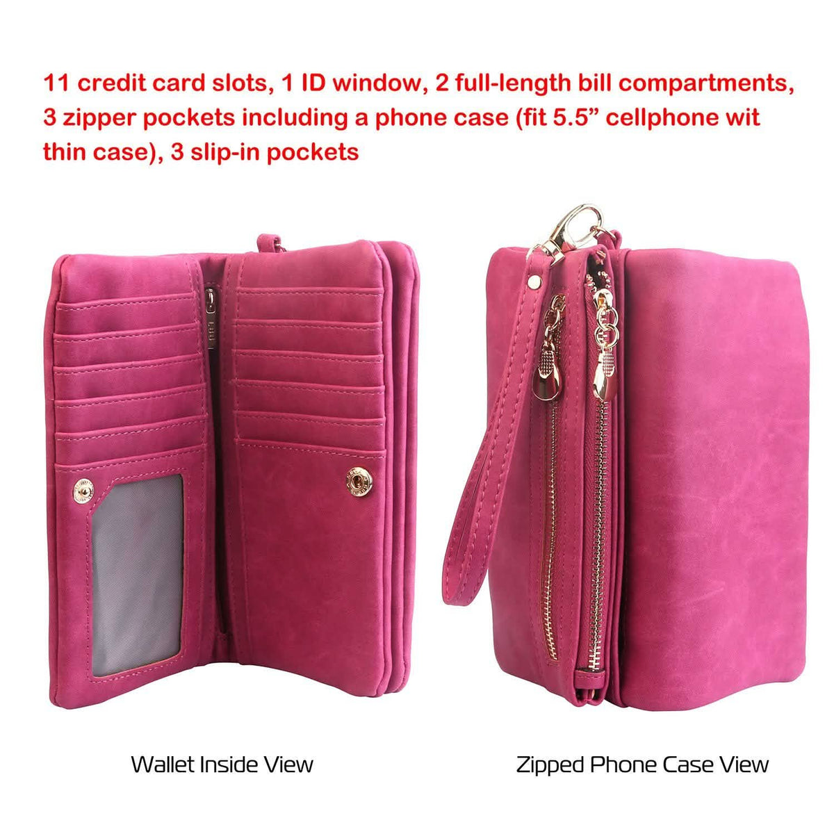 Luxury Women's Leather Clutch Wallet Handbags & Wallets - Tophatter Daily Deals