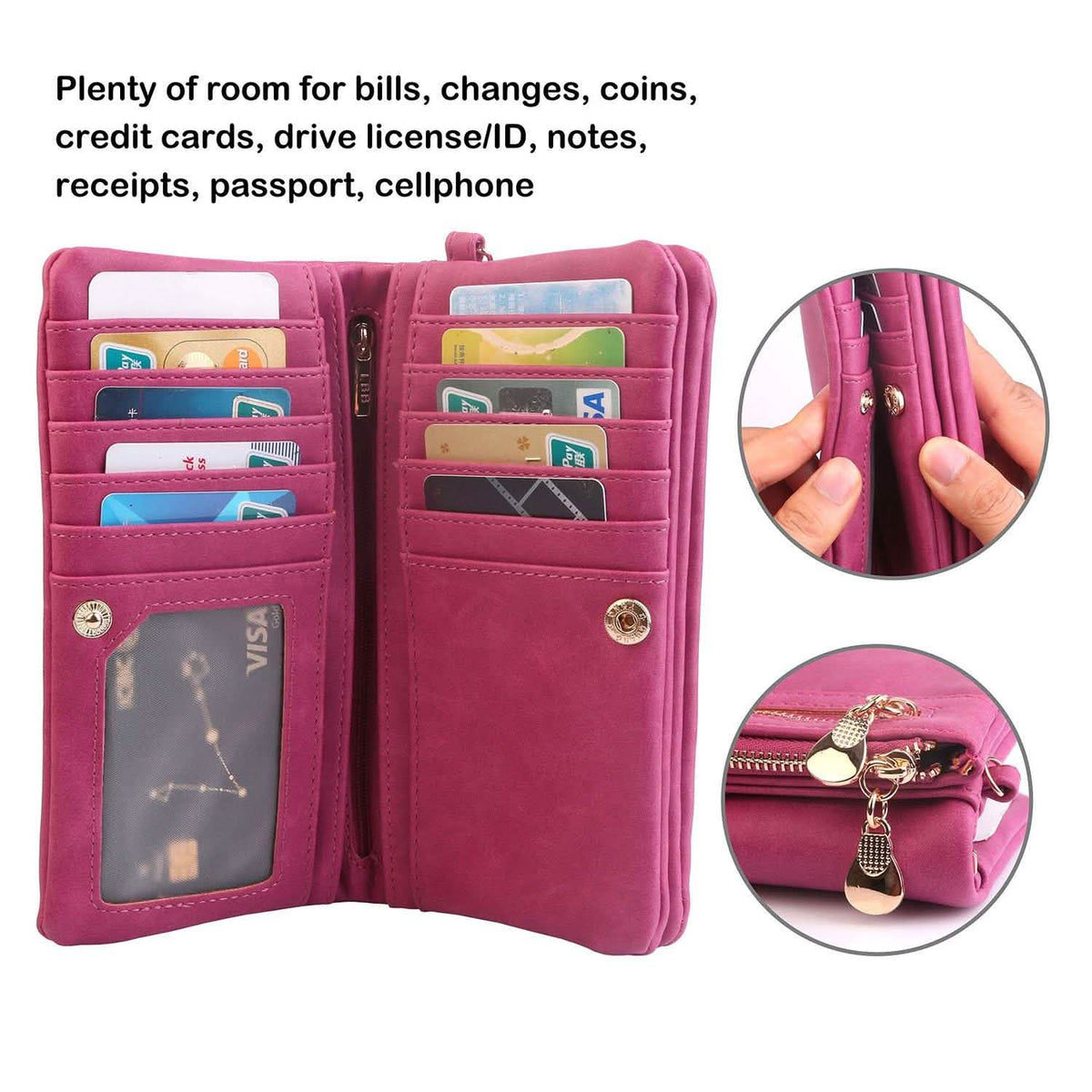 Luxury Women's Leather Clutch Wallet Handbags & Wallets - Tophatter Daily Deals