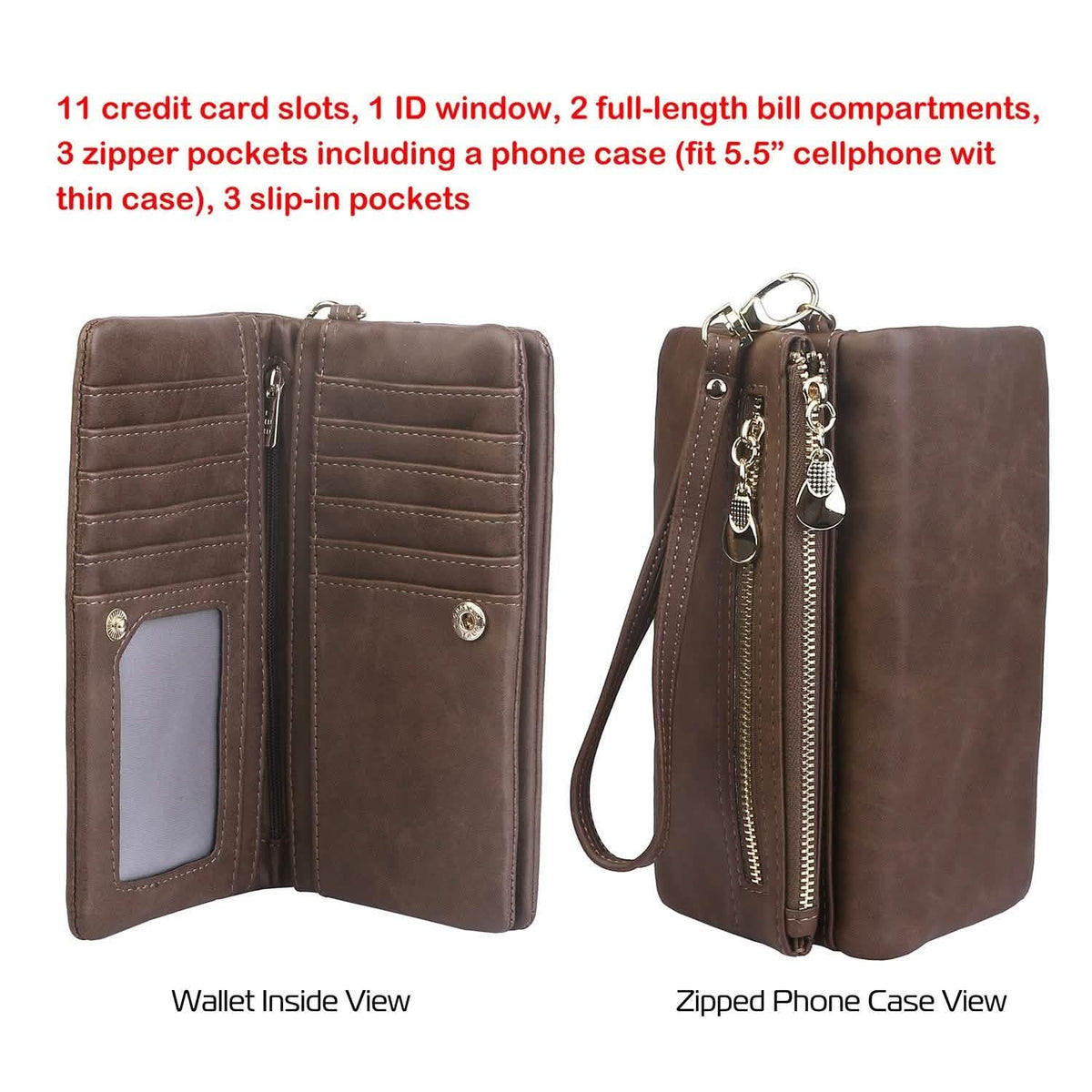 Luxury Women's Leather Clutch Wallet Handbags & Wallets - Tophatter Daily Deals
