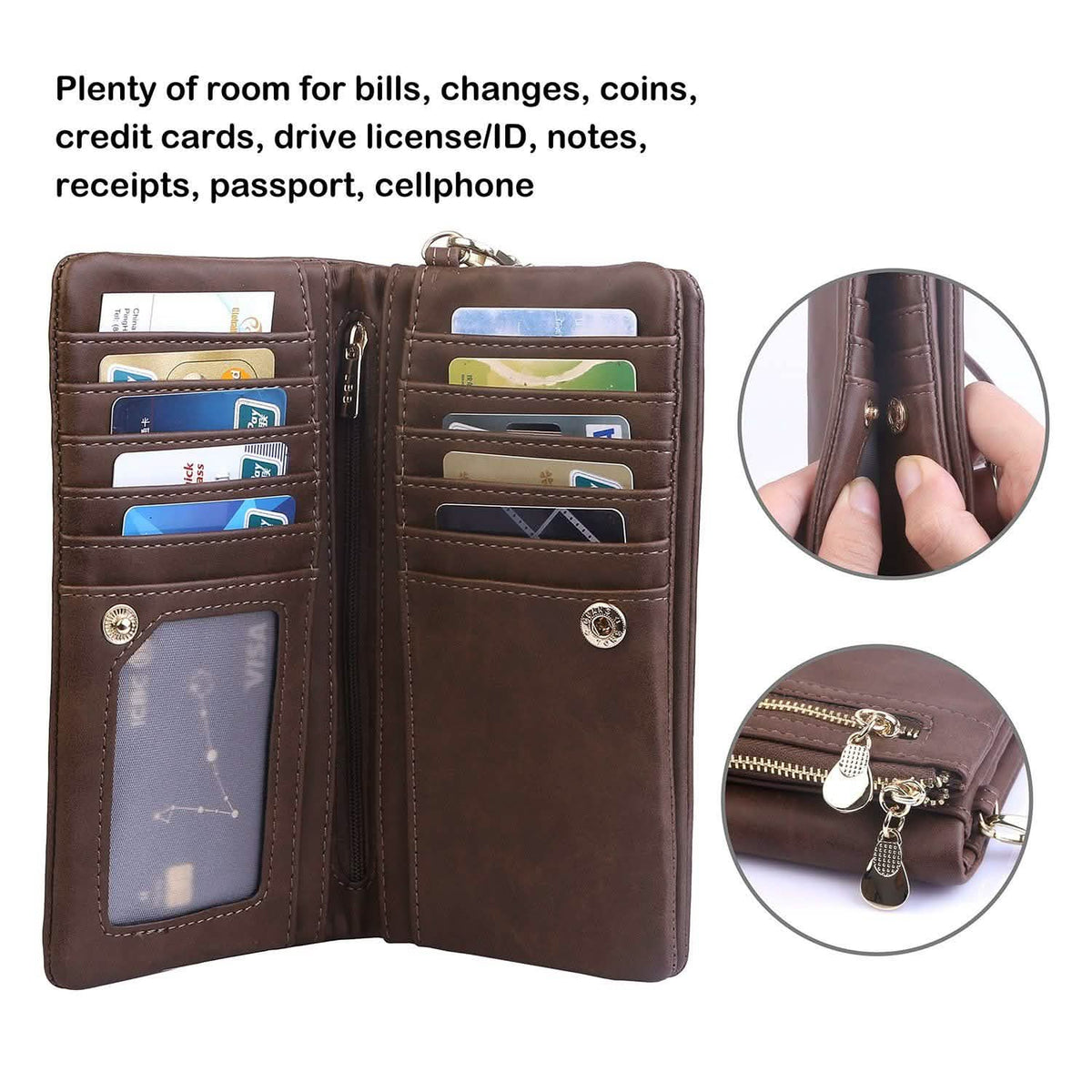 Luxury Women's Leather Clutch Wallet Handbags & Wallets - Tophatter Daily Deals