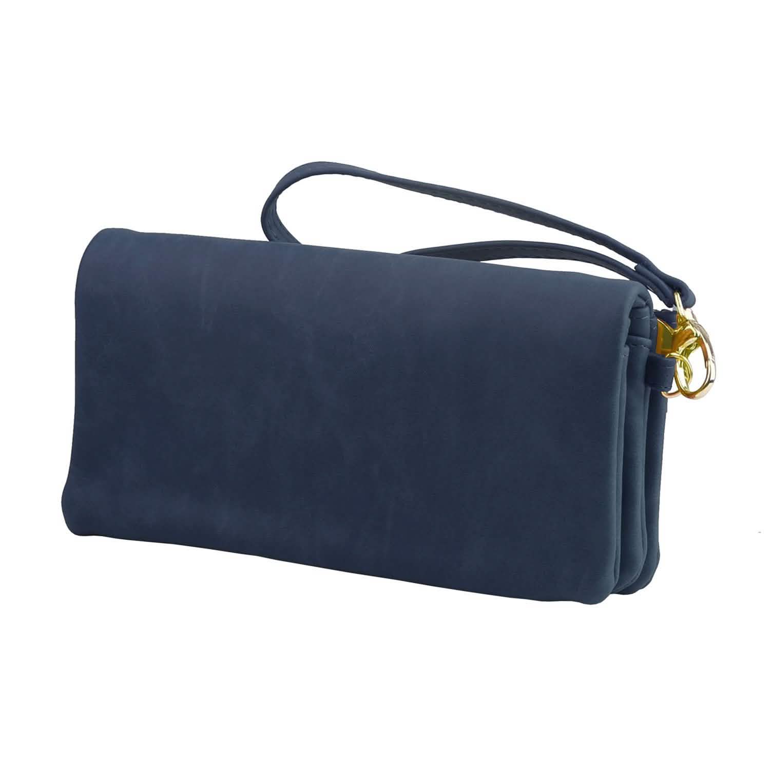 Luxury Women's Leather Clutch Wallet Dark Blue Handbags & Wallets - Tophatter Daily Deals
