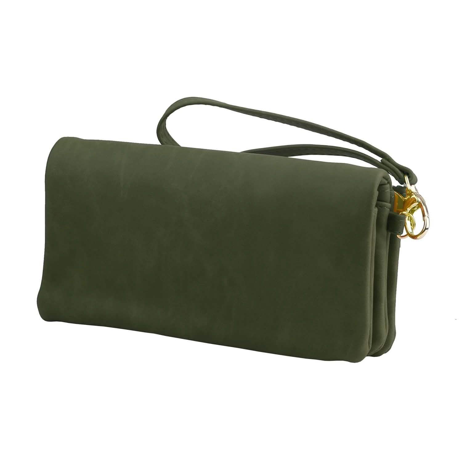 Luxury Women's Leather Clutch Wallet Dark Green Handbags & Wallets - Tophatter Daily Deals