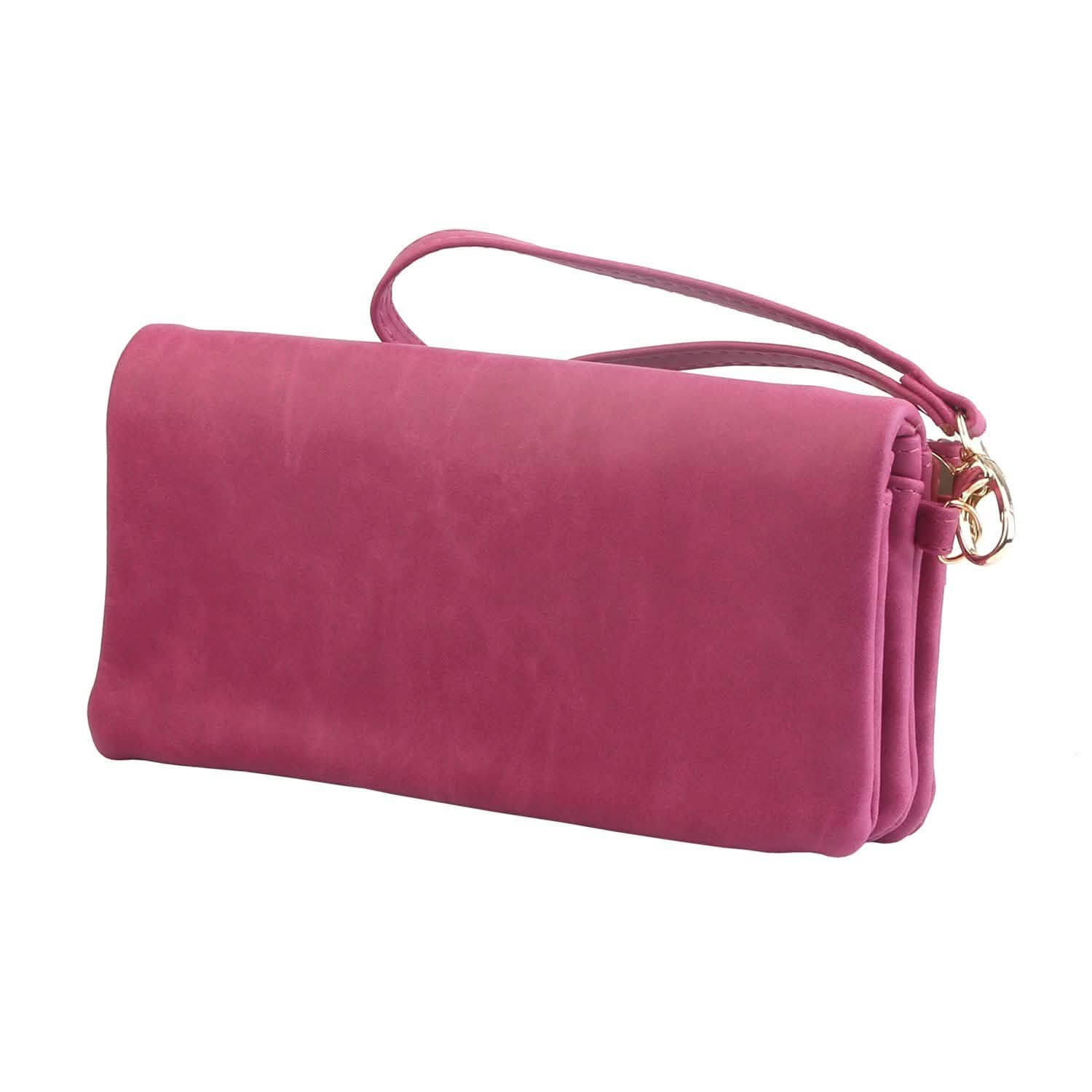 Luxury Women's Leather Clutch Wallet Pink Handbags & Wallets - Tophatter Daily Deals