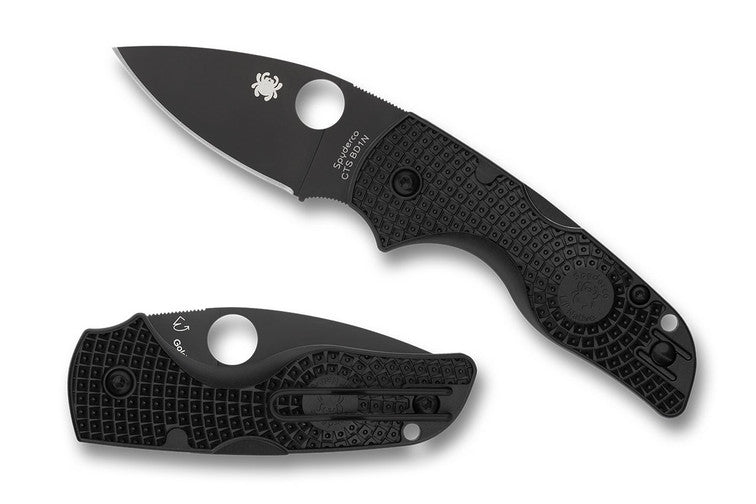 Spyderco Lil Native Lightweight - Black FRN - BD1N DLC Blade - C230PBBK Folding Knives - Tophatter Daily Deals