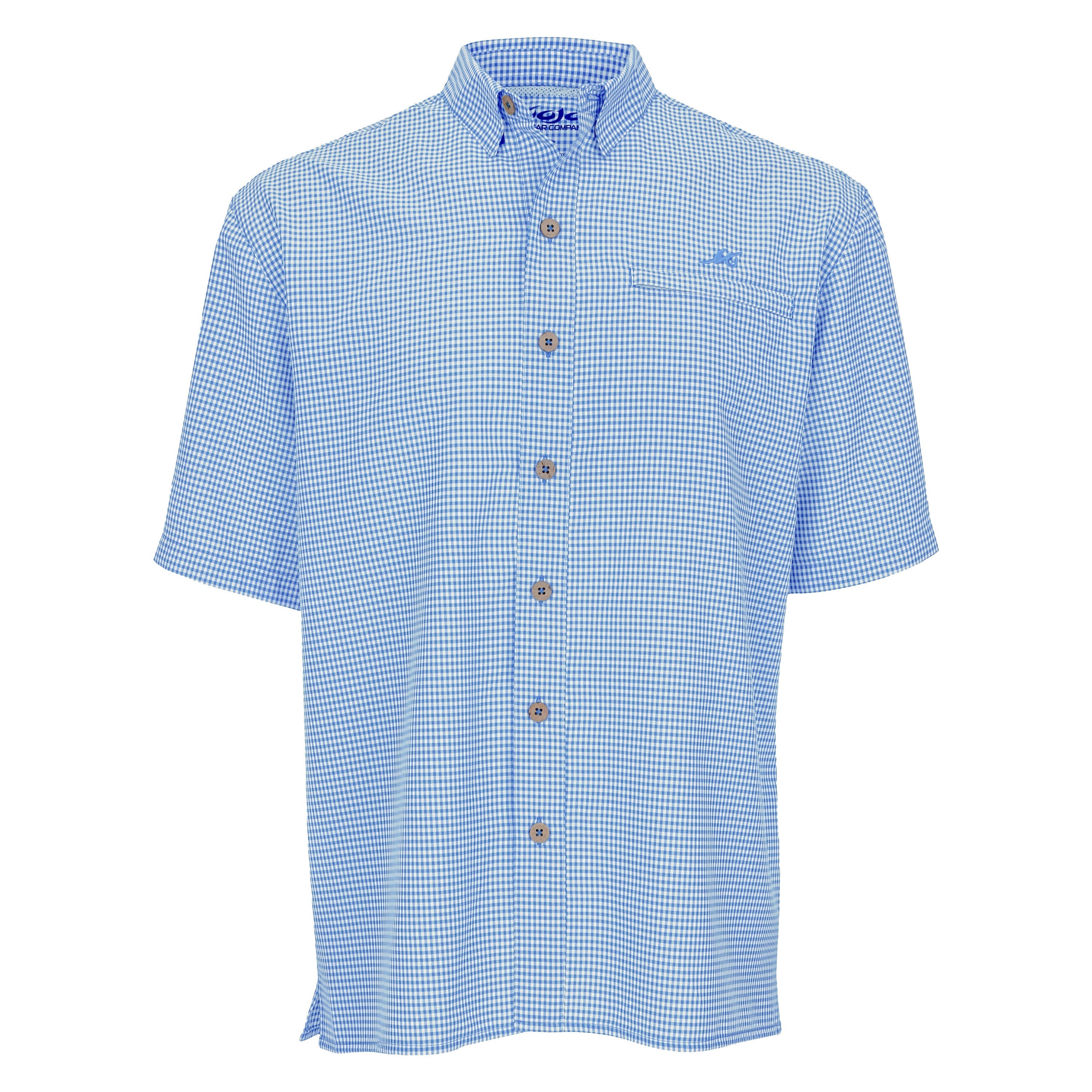 Mojo Sportswear Company Mr. Big Sport Check Short Sleeve Men's Fishing Shirt Heron Blue Polos - Tophatter Daily Deals