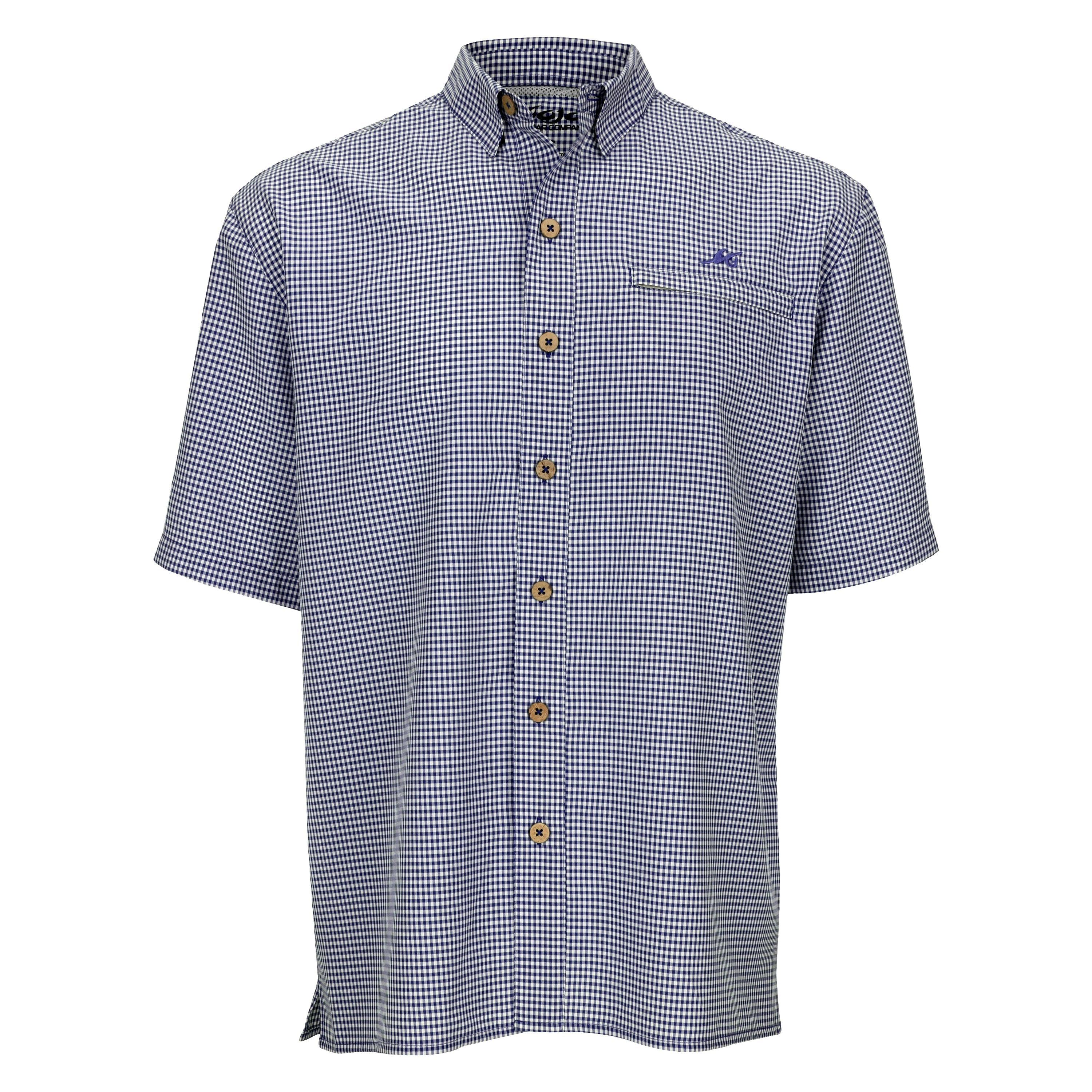 Mojo Sportswear Company Mr. Big Sport Check Short Sleeve Men's Fishing Shirt Nautical Navy Polos - Tophatter Daily Deals