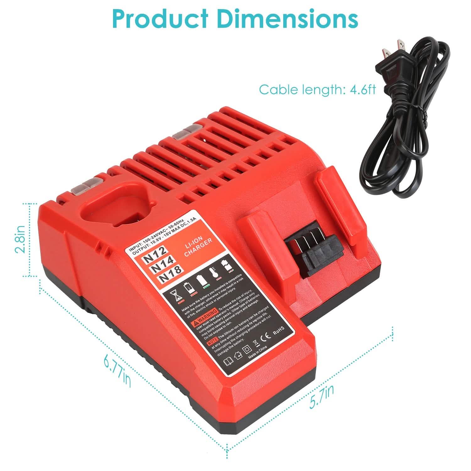 M12 M18 Rapid Fast Charger Fit for Milwaukee Battery Home Improvement - Tophatter Daily Deals