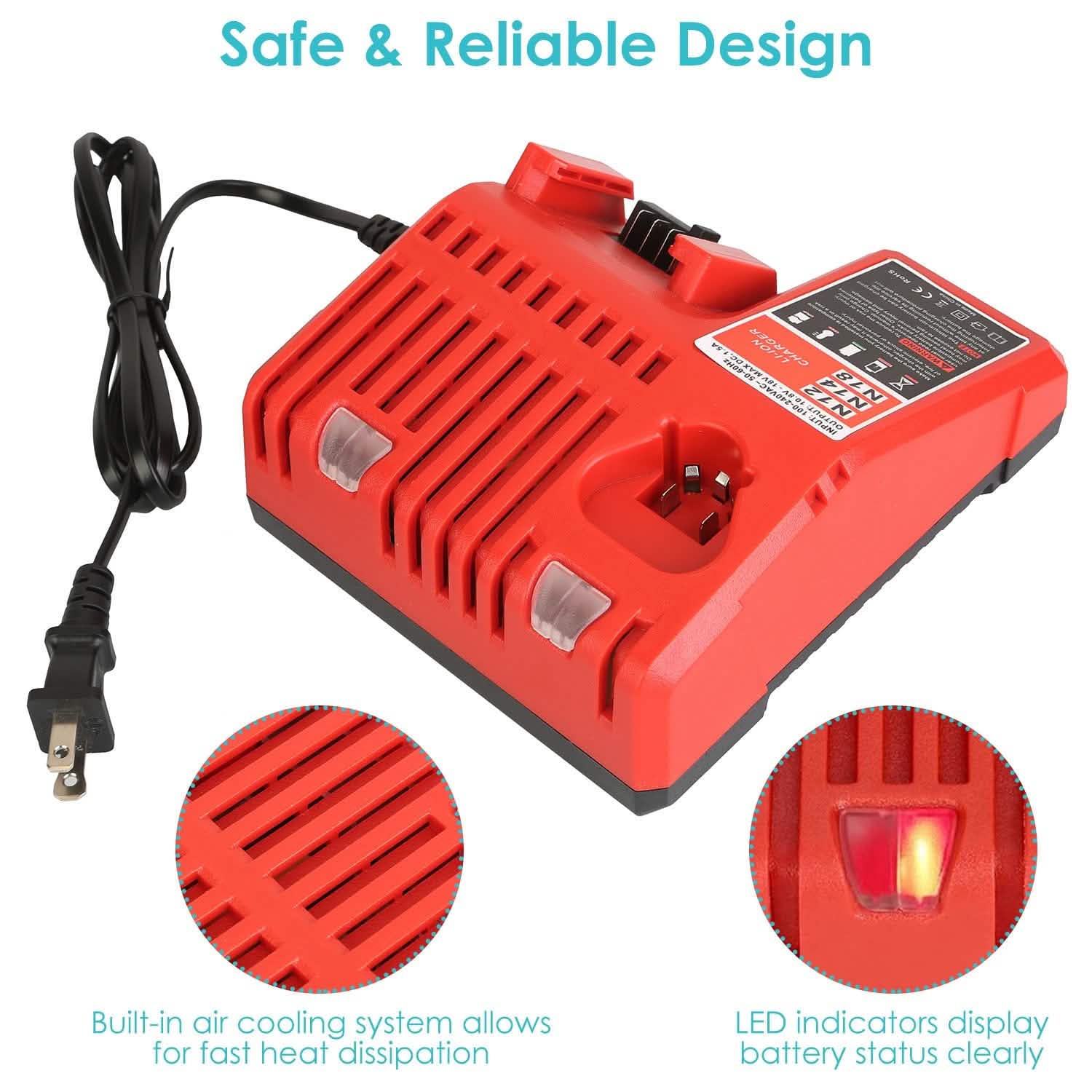 M12 M18 Rapid Fast Charger Fit for Milwaukee Battery Home Improvement - Tophatter Daily Deals