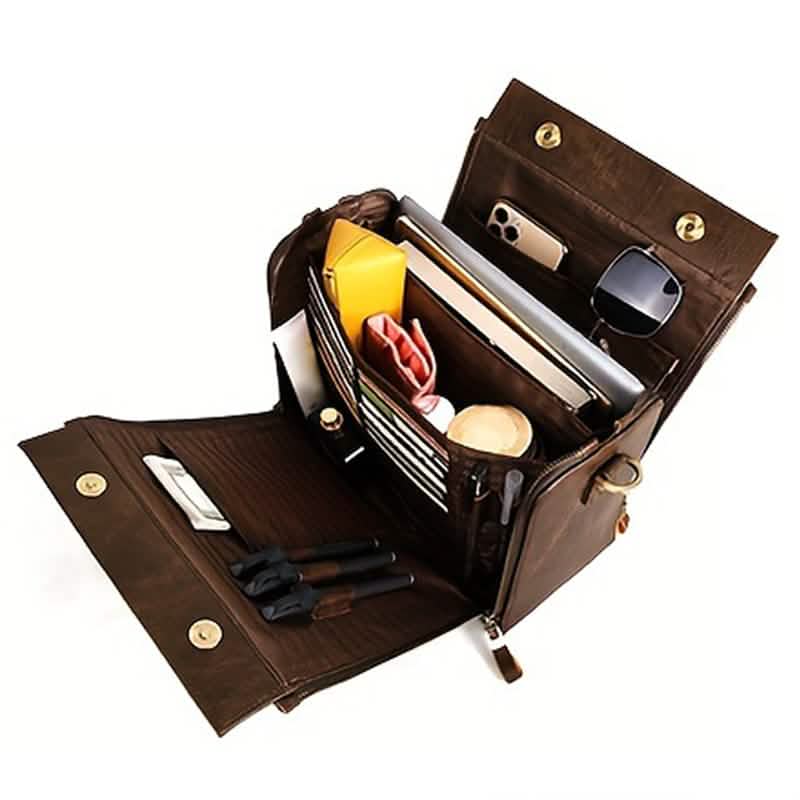 Vintage PU Leather Handbag with Multi Pocket Organizer Insert Coffee Handbags & Wallets - Tophatter Daily Deals