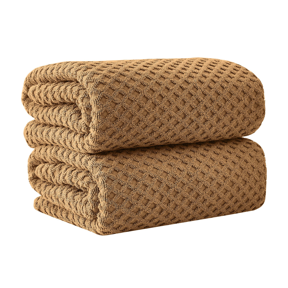 Cotton Diamond Waffle Weave Bath Towel Set - Grayson Collection Bath Sheet (Pack of 2) Mocha Bath - Tophatter Daily Deals