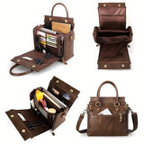 Vintage PU Leather Handbag with Multi Pocket Organizer Insert Handbags & Wallets - Tophatter Daily Deals