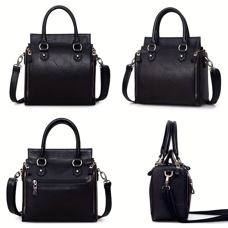 Vintage PU Leather Handbag with Multi Pocket Organizer Insert Handbags & Wallets - Tophatter Daily Deals