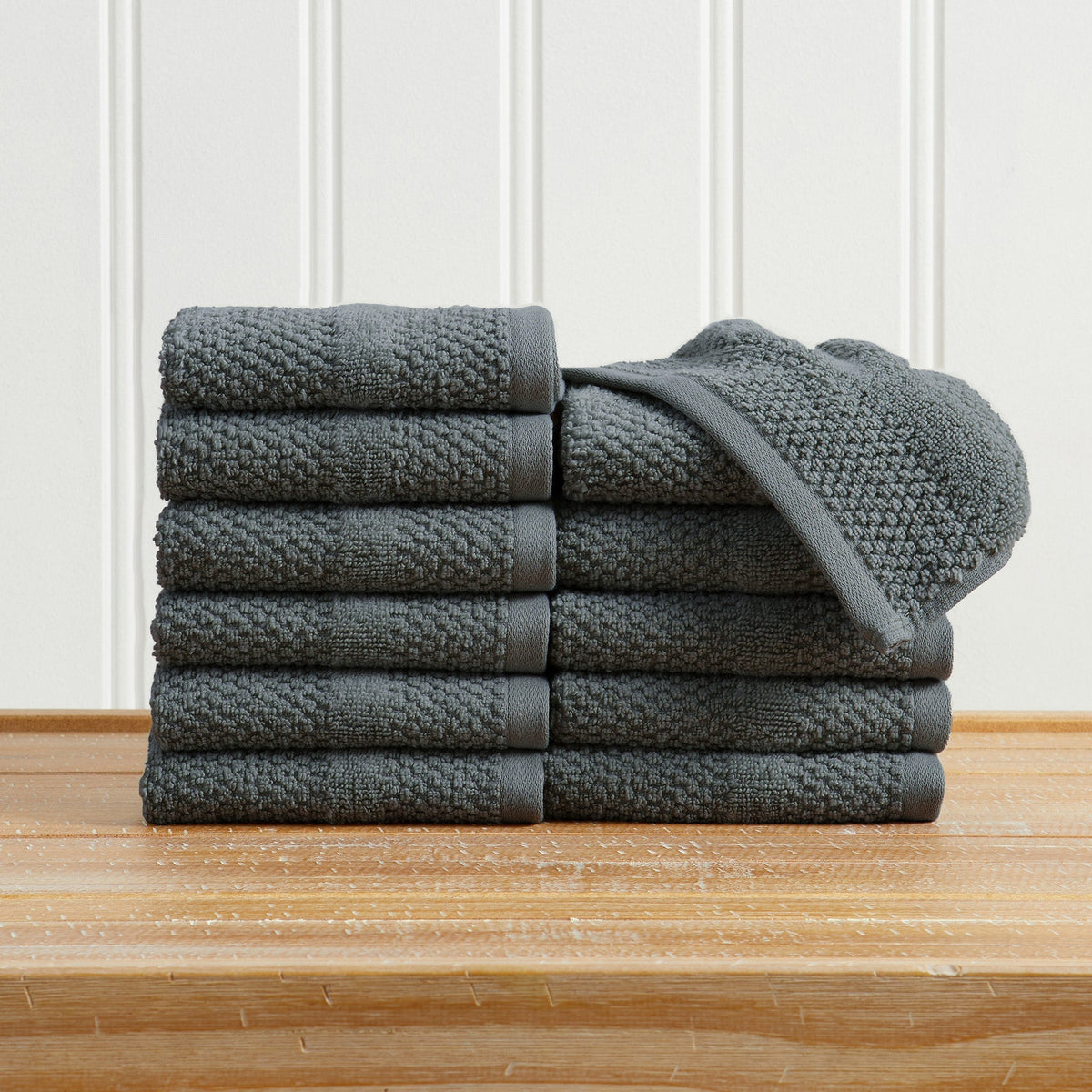 100% Cotton Woven Texture Bath Towel Set - Marbella Collection Washcloth (Pack of 12) Midnight Blue Bath - Tophatter Daily Deals