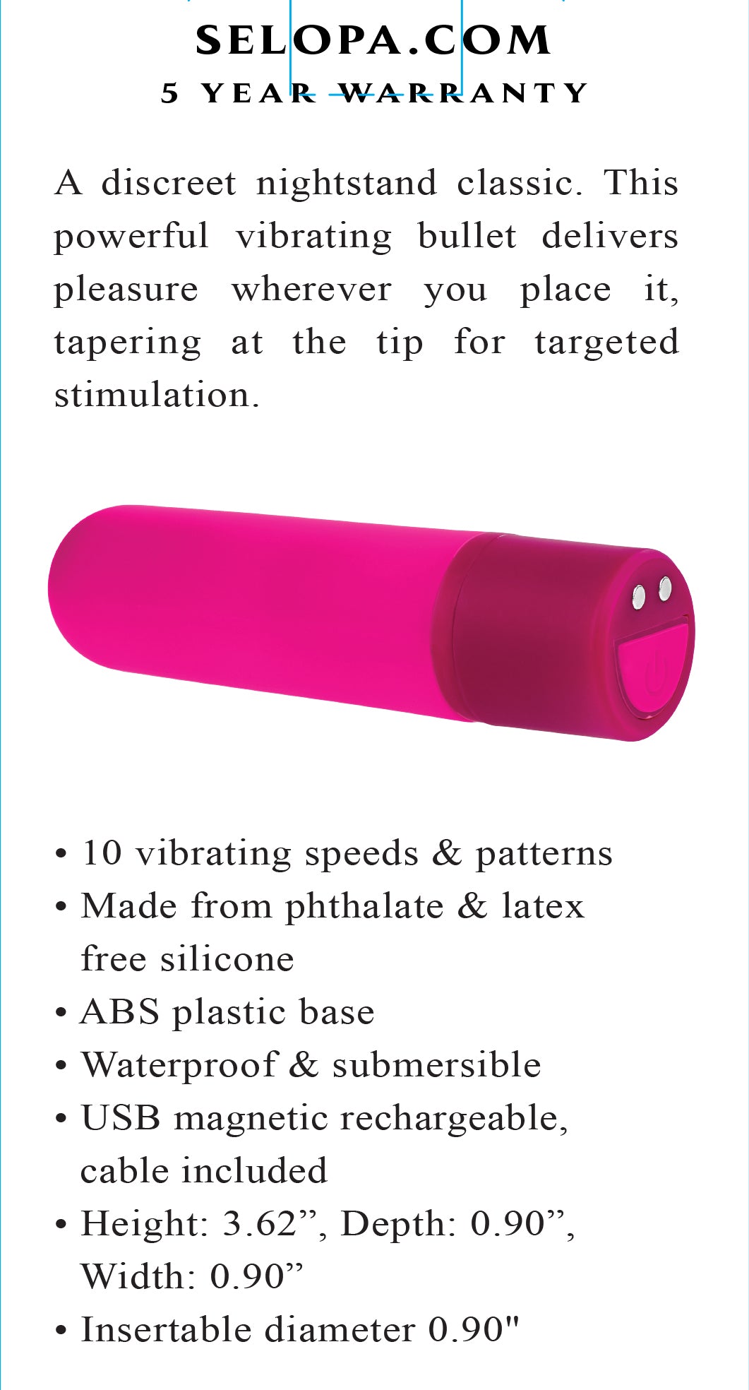 Selopa Tiny Temptation Vibrating Bullet Pink 9.2 cm > Vibrators > Mini Vibrators - Tophatter Daily Deals