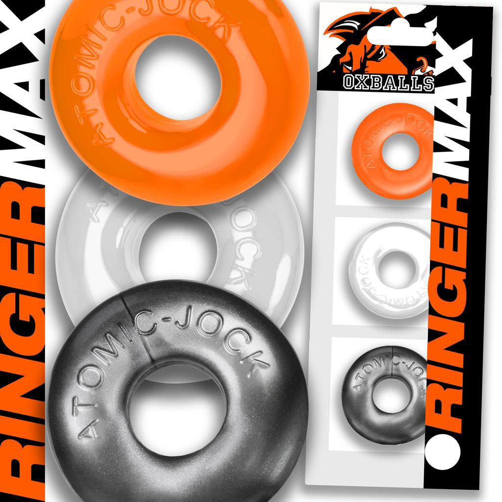 Ringer Max 3-Piece Cock Ring Set (Black) – Thick, Strong, Stretchy Cock Rings > Cock Ring > Sets - Tophatter Daily Deals